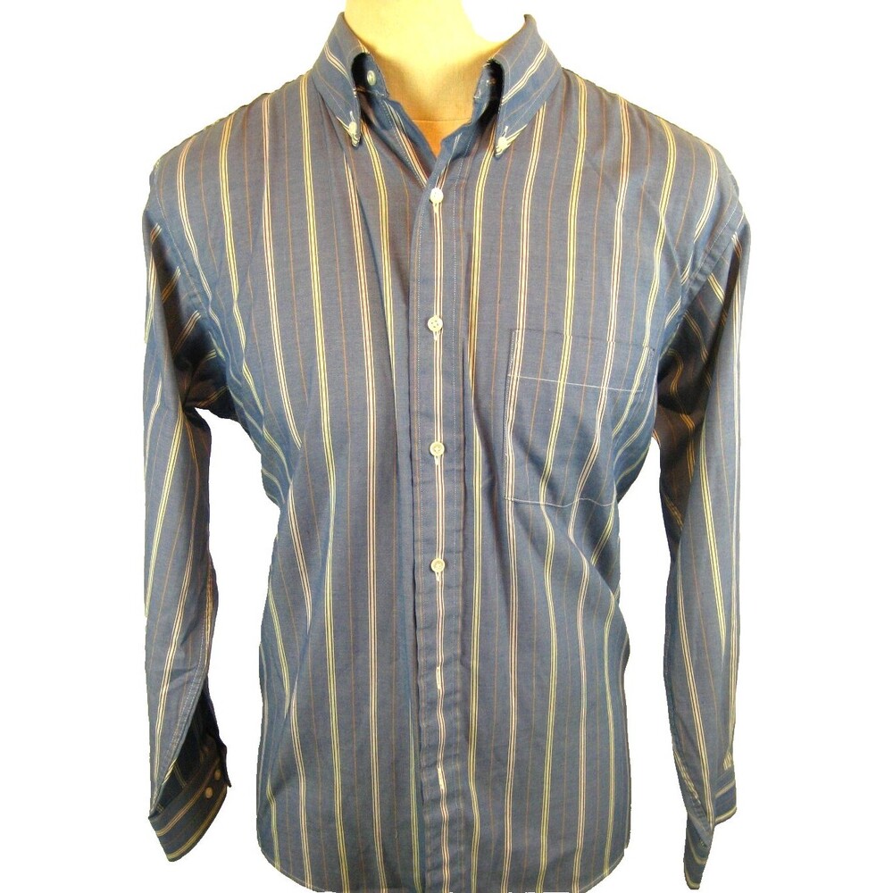 Mens Arrow Blue Stripe LS Cotton Blend  Casual Shirt sz 16.5x32/33